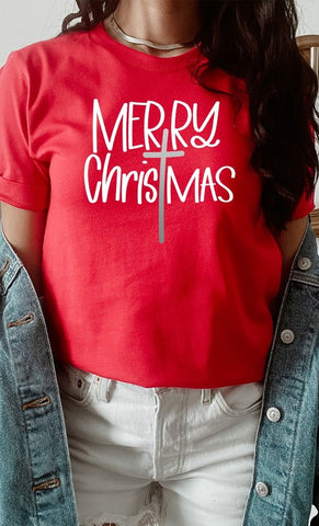 Merry Christmas Cross Tee